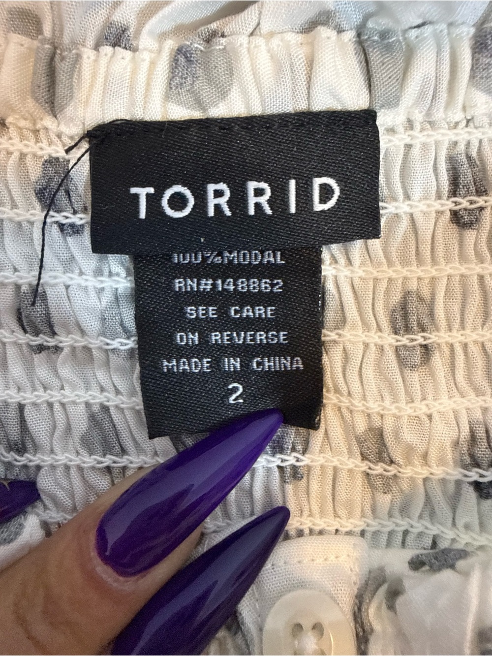 torrid White Polka Dot Off-Shoulder Smocked Peasant Top - Picture 2 of 4